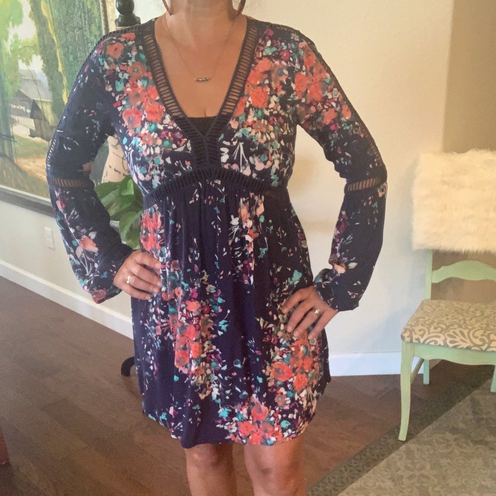 Lovestitch floral dress with lattice detail